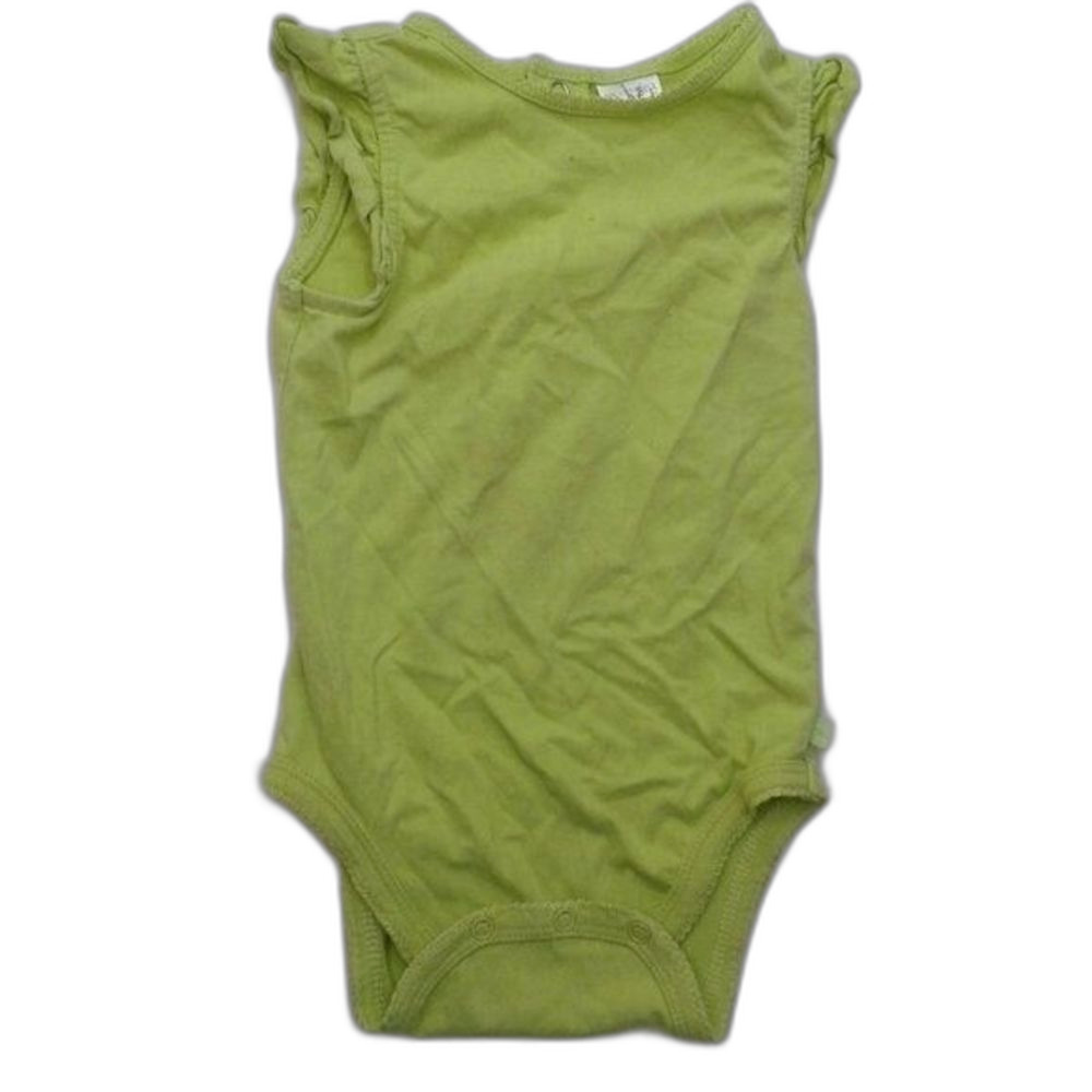 Children's Place Girls RuffleSleeve Onesie Size 12 Months Yellow-Green Back Snap